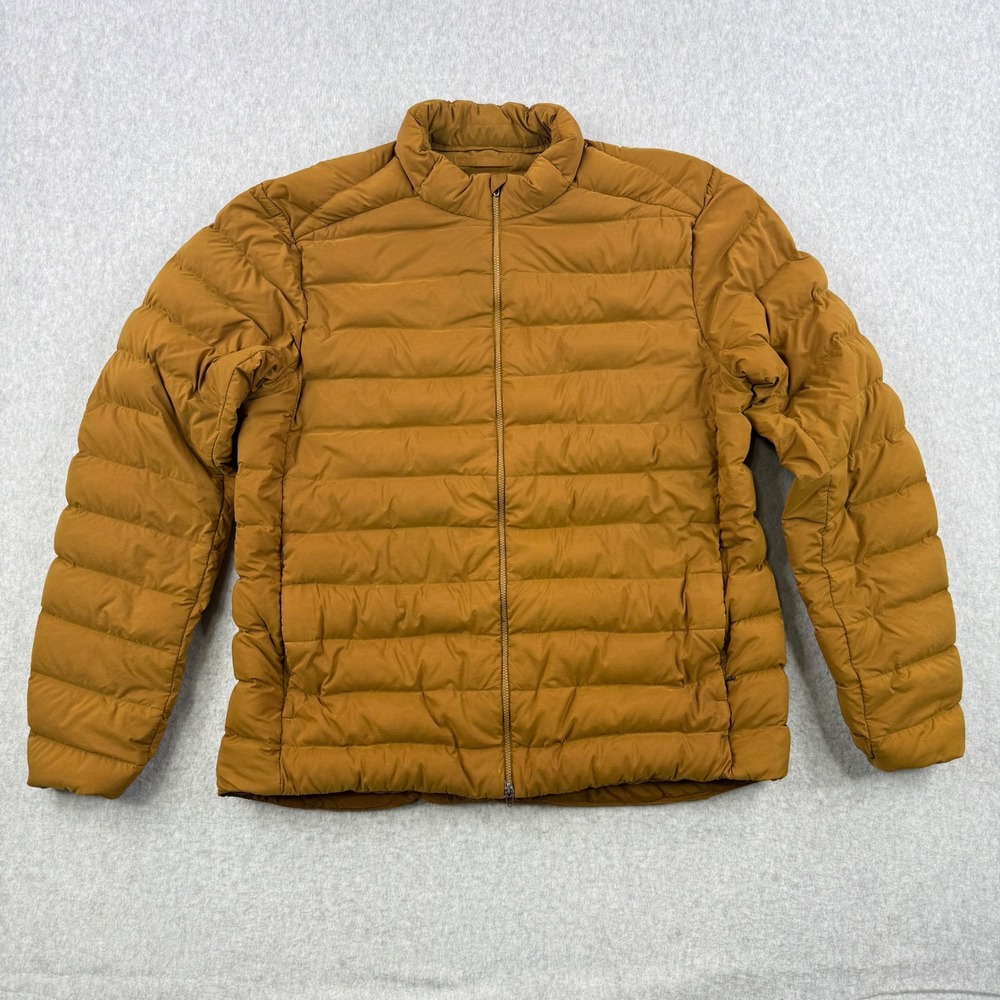 Lululemon Jacket Mens Large Gold Navigation Stretch Down Puffer Primaloft Zip